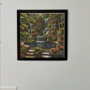 Completed Framed Diamond Art Waterfall Landscape